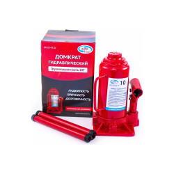 AUTOVIRAZH (AV-074210) Домкрат гидравлический 10 т бутылочный в коробке (красный)
