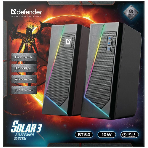 DEFENDER (65103) Solar 3 10Вт, BT/Light питание от USB