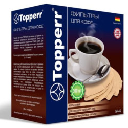 TOPPERR 3047 Фильтр бумажный для кофеварок №4 (300шт.), неотбеленный