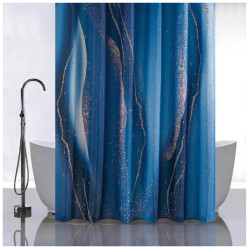 САНАКС 01-92 Штора с рисунком, синие разводы, в ванную комнату, без колец - полиэстэр, 180 х 180 см