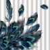 САНАКС 01-86 Штора с рисунком синие перья, в ванную комнату, без колец - полиэстэр