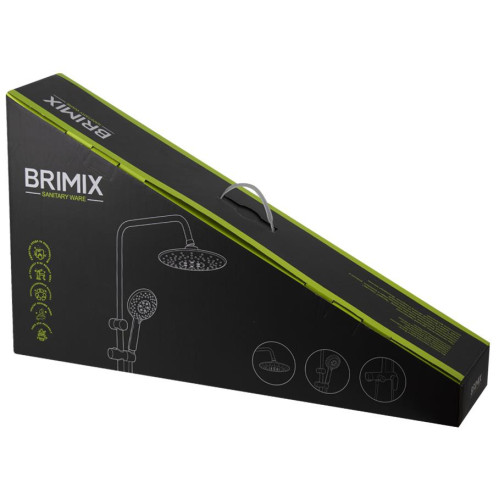 BRIMIX 81725 Смеситель + стойка душевая тропический душ с двумя лейками из алюминия, черного цвета