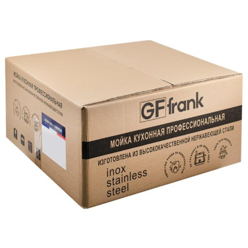GFFRANK 60502 Мойка врезная 60х50 см, толщина 2,0 х 0,6 мм, глубина 200 мм + большой сифон с переливом