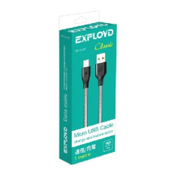 EXPLOYD EX-K-493 Дата-кабель USB - microUSB 1М Classic круглый серый