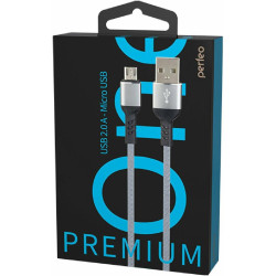 PERFEO (U4806) USB A вилка - Micro USB вилка, 2.4A, серый, длина 1 м., Micro Premium