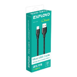 EXPLOYD EX-K-492 Дата-кабель USB - microUSB 1М Classic круглый чёрный