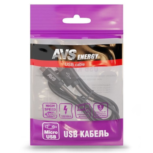 AVS MR-361S micro USB (1м USB 2.0) усиленный (пакет)