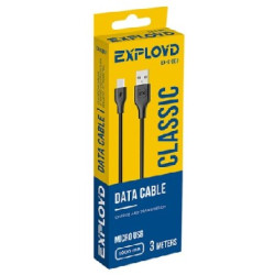 EXPLOYD EX-K-807 Дата-кабель USB - microUSB 3М 1A Classic круглый чёрный