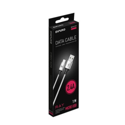 EXPLOYD EX-K-1211 Дата-кабель USB - microUSB 1.0М 2.4А RAY круглый нейлон серебро