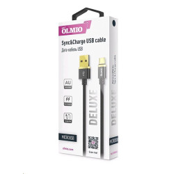 OLMIO DELUXE USB 2.0 - MICROUSB, 1м, 2.1A, черный (38853)