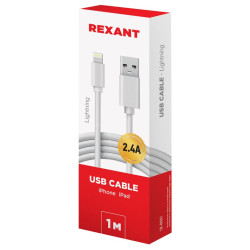 REXANT (18-0001) USB-Lightning кабель для iPhone original copy 1: 1/PVC/white/1m/REXANT