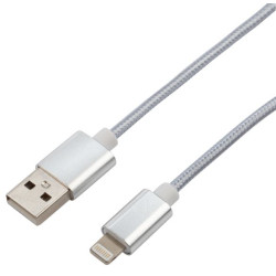 REXANT (18-7051) Кабель REXANT USB-Lightning 1 м, серебристая нейлоновая оплетка