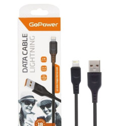 GOPOWER (00-00018568) Кабель GP01L USB (m)-Lightning (m) 1.0м 2.4A черный