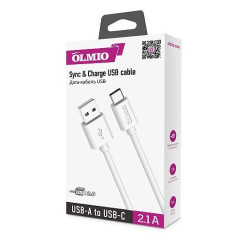 OLMIO Кабель USB 2.0 - USB type-C, 1м, белый (38899)