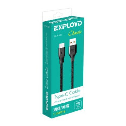 EXPLOYD EX-K-498 Дата-кабель USB - TYPE-C 1М Classic круглый чёрный