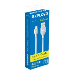 EXPLOYD EX-K-491 Дата-кабель USB - TYPE-C 2М Classic круглый белый