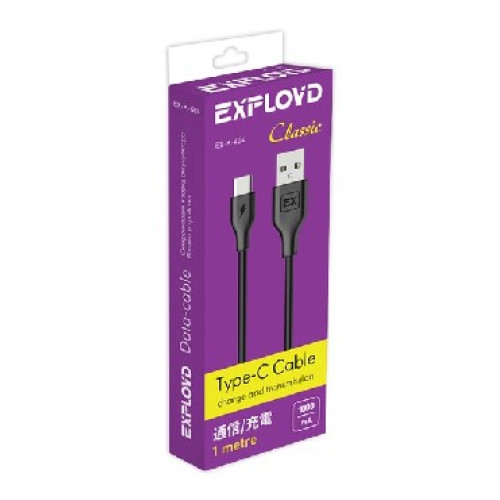 EXPLOYD EX-K-484 Дата-кабель USB - TYPE-C 1М Classic круглый чёрный