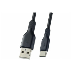 PERFEO (U4907) USB A вилка - Type-C вилка, 2.4A, черный, длина 1 м., Type-C SOFT