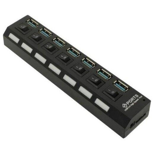SMARTBUY (SBHA-7307-B) USB 3.0 хаб + выкл., 7 портов, черный