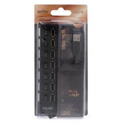 PERFEO (PF_C3223) USB-HUB 7 Port, (PF-H033 Black) чёрный