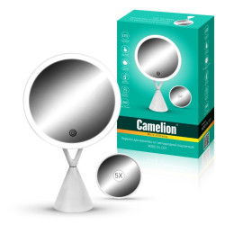 CAMELION (14004) M282-DL C01 бел.(Зеркало C LED подсветк.,1X/ Cъёмн.5X- увелич.,дневн.свет,5Вт,4*LR03 /USB)