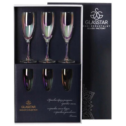 GLASSTAR Бокал для шампанского, 170 мл, 6 шт Радуга Микс 9, RN_1687M_9 (455309)