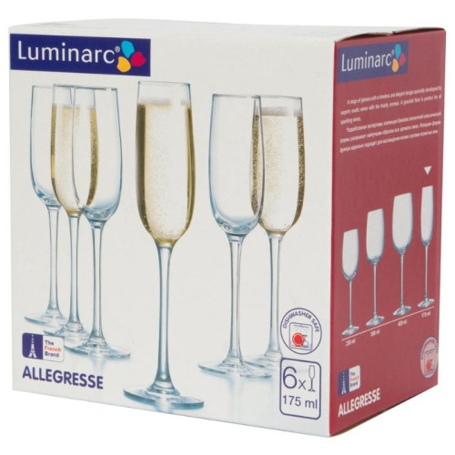 LUMINARC АЛЛЕГРЕСС наб. фужеров для шампанского 6 шт 175 мл (J8162) (2)