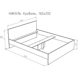 НК-МЕБЕЛЬ НИКОЛЬ кровать 160*200 Венге 72240067 (2 кор.)