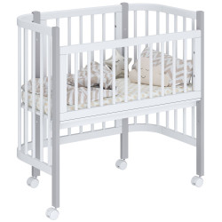 POLINI Кроватка-трансформер детская приставная Polini kids Simple 120, белый-серый (1кор)