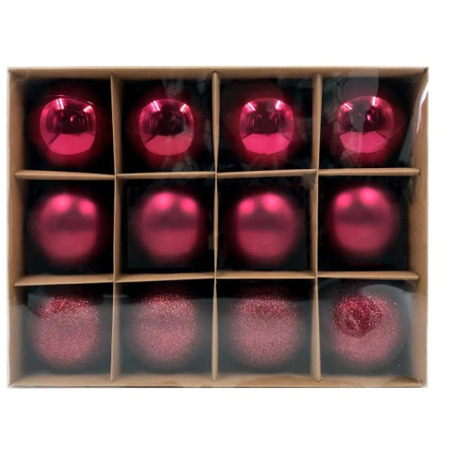 WINTER GLADE Набор ёлочных шаров, пластик, 8 см, 12 шт, красный микс, 8012G003