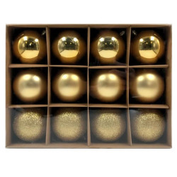 WINTER GLADE Набор ёлочных шаров, пластик, 8 см, 12 шт, золотой микс, 8012G001