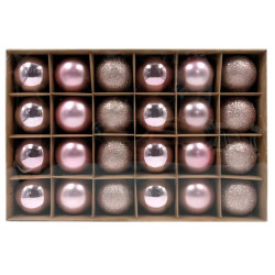 WINTER GLADE Набор ёлочных шаров пластик, 6 см, 24 шт, розовый микс, 6024G006