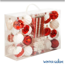 WINTER GLADE Набор ёлочных шаров, пластик, красный/белый микс, 51 шт в упаковке, 90251G309