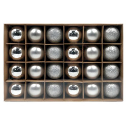 WINTER GLADE Набор ёлочных шаров пластик, 6 см, 24 шт, серебряный микс, 6024G002