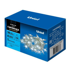 UNIEL UL-00007196 ULD-S0500-050/DTA WHITE IP20 SNOWFLAKES-2 Гирлянда светодиодная Снежинки-2, 5м. 50 светодиодов. Белый свет