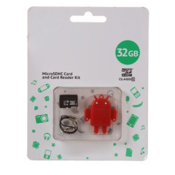QUMO (24725) FUNDROID MicroSD 32GB CL 10 + USB картридер , красный
