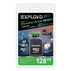 EXPLOYD MicroSDXC 128GB Class 10 (U3) V30 Vision+ адаптер SD (95 MB/s)