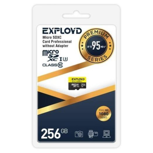 EXPLOYD 256GB microSDXC Class 10 UHS-1 Premium (U3) [EX256GCSDXC10UHS-1-ElU3 w]