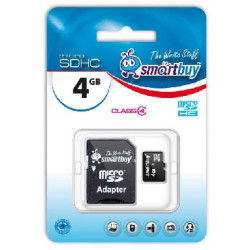 SMARTBUY (SB4GBSDCL4-01) MicroSDHC 4GB Class4 + адаптер