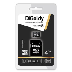 DIGOLDY 4GB microSDHC Class10 + адаптер SD