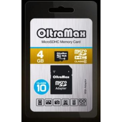 OLTRAMAX MicroSDHC 4GB Class10 + адаптер SD