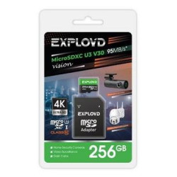 EXPLOYD MicroSDXC 256GB Class 10 (U3) V30 Vision + адаптер SD 95 MB/s, шт