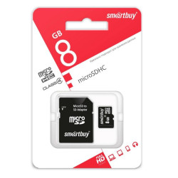 SMARTBUY (SB8GBSDCL4-01) MicroSDHC 8GB Сlass4 + адаптер