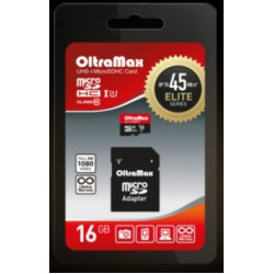 OLTRAMAX MicroSDHC 16GB Class 10 UHS-1 Elite + адаптером SD 45 MB/s