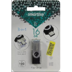 SMARTBUY (SB16GBTRIO) 16GB TRIO USB3.0/USB Type-C/microUSB