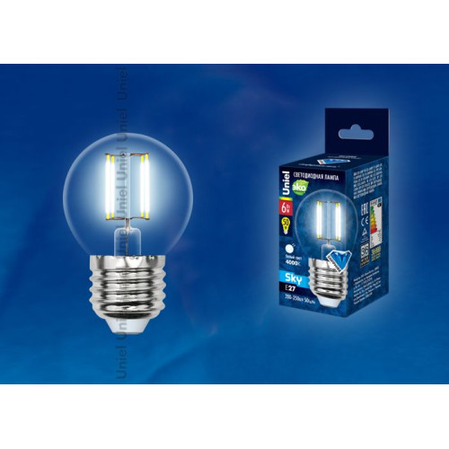 UNIEL LED-G45-6W/NW/E27/CL PLS02WH картон