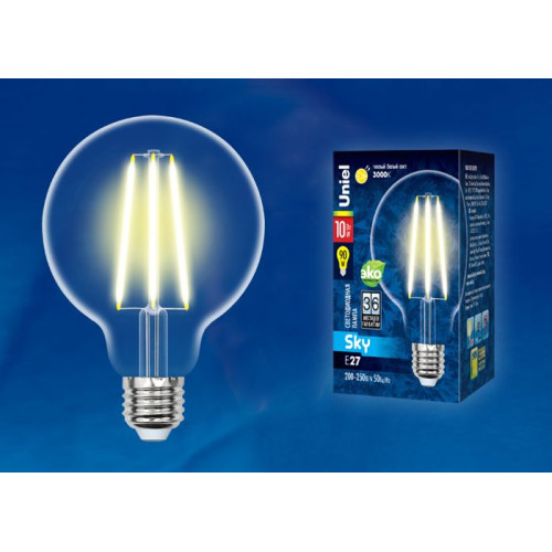 UNIEL LED-G95-10W/3000K/E27/CL PLS02WH картон