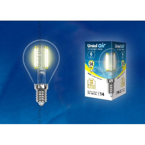 UNIEL LED-G45-6W/WW/E14/CL GLA01TR картон