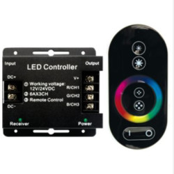 ECOLA RFC18AESB ECOLA LED strip RGB RF controller 18A 216W 12V (432W 24V) с кольцевым сенсорным черным радиопультом