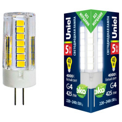 UNIEL LED-JC-220/5W/4000K/G4/CL GLZ09TR картон